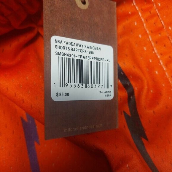 Mitchell & Ness Mens Size XL Toronto Raptors Fadeaway Swingman Basketball Shorts - Picture 4 of 7